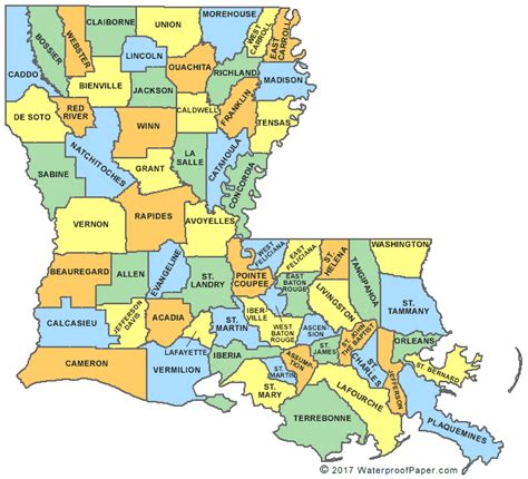 Louisiana Parish Map Printable